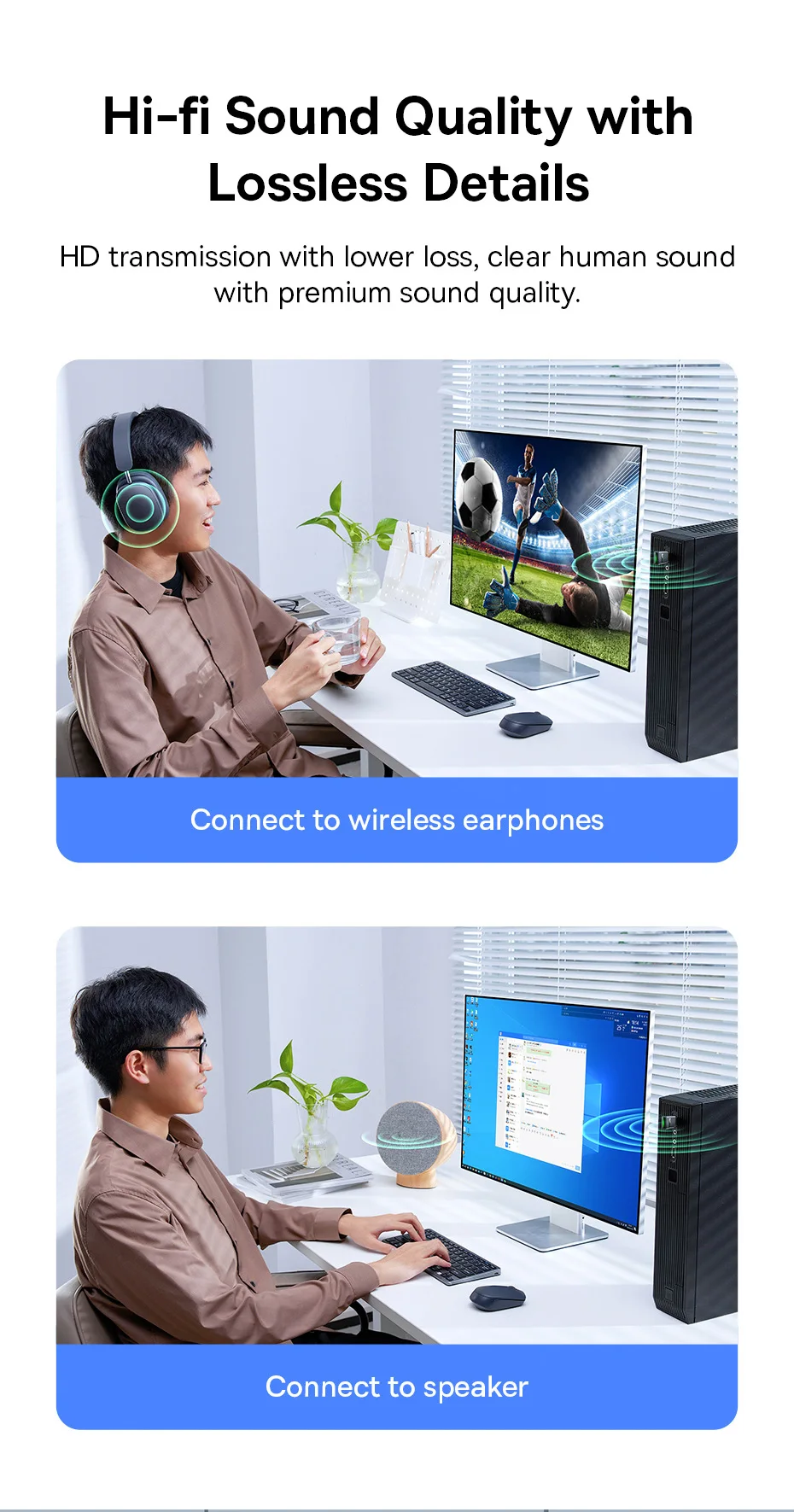 Baseus BA07 USB Bluetooth Adapter Bluetooth 5.3 Dongle Adaptador for PC Laptop Wireless Speaker Audio Receiver USB Transmitter