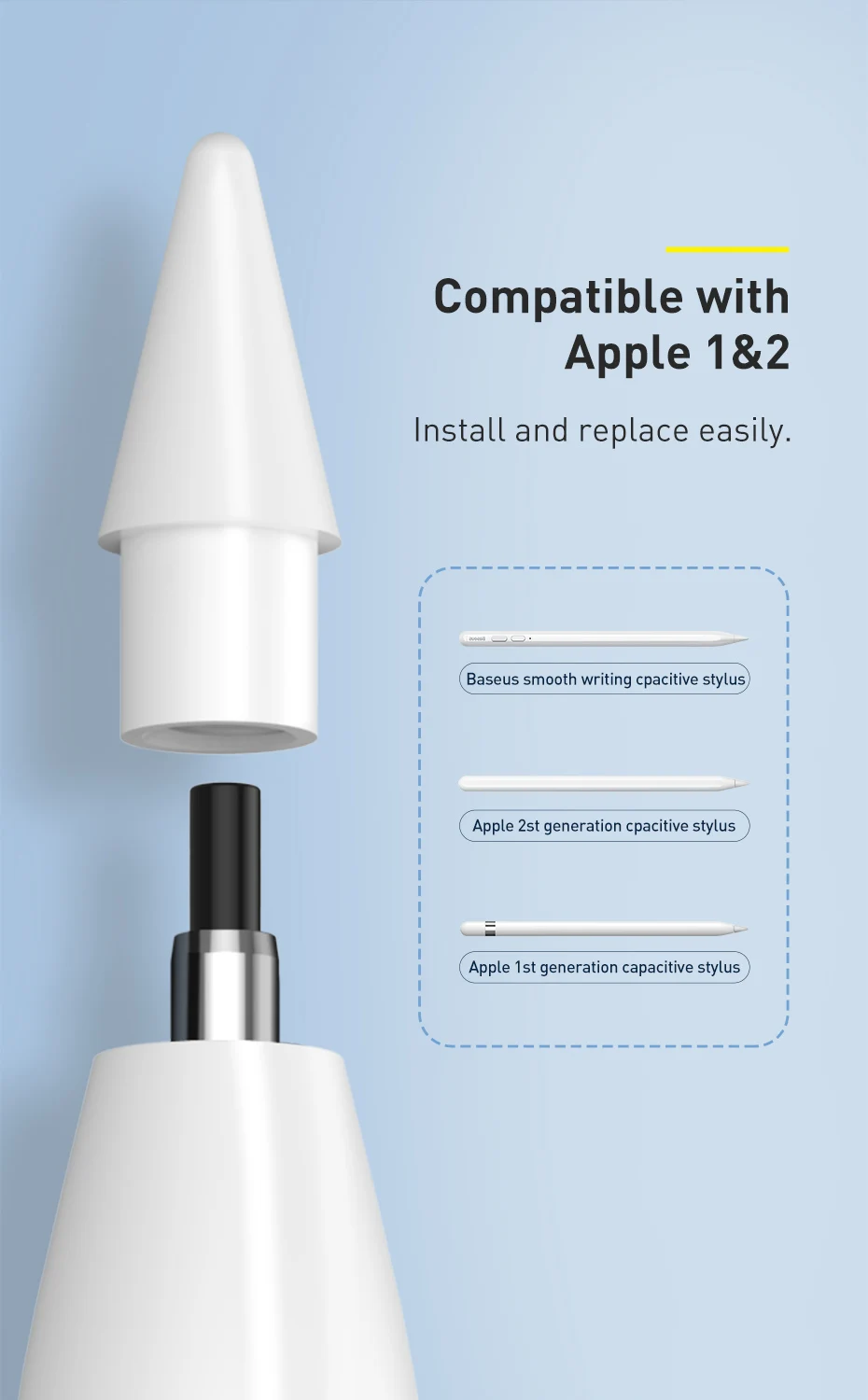 Baseus Replacement Stylus Tip Touch Screen Pen Precise No Delay Spare Nib for Universal Pen Stylus