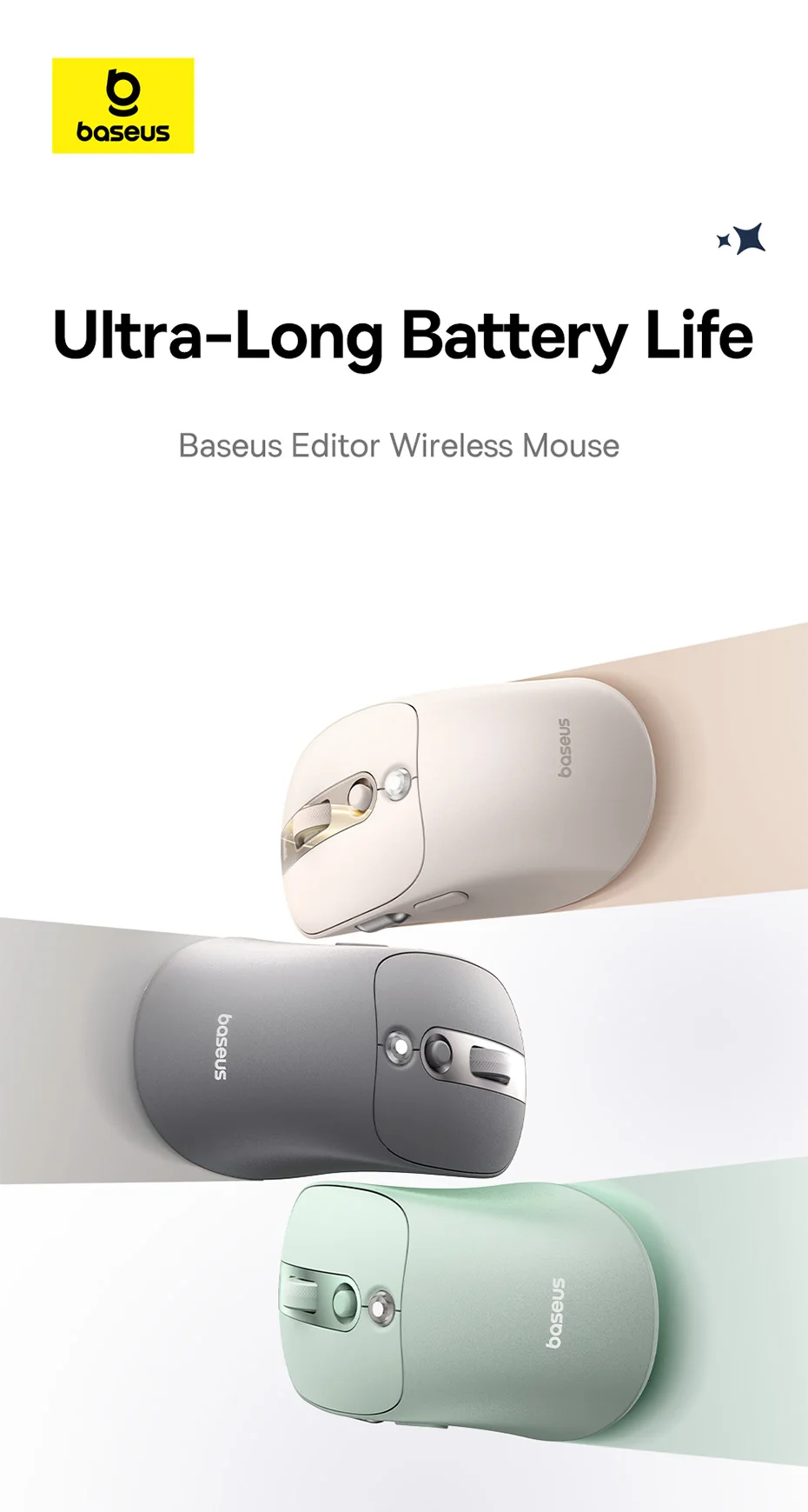 Baseus Wireless Mouse Editor Pro Bluetooth 5.1 Dual Mode Long Battery Life Rechargeable Office Ergonomic Screen Display Mouse