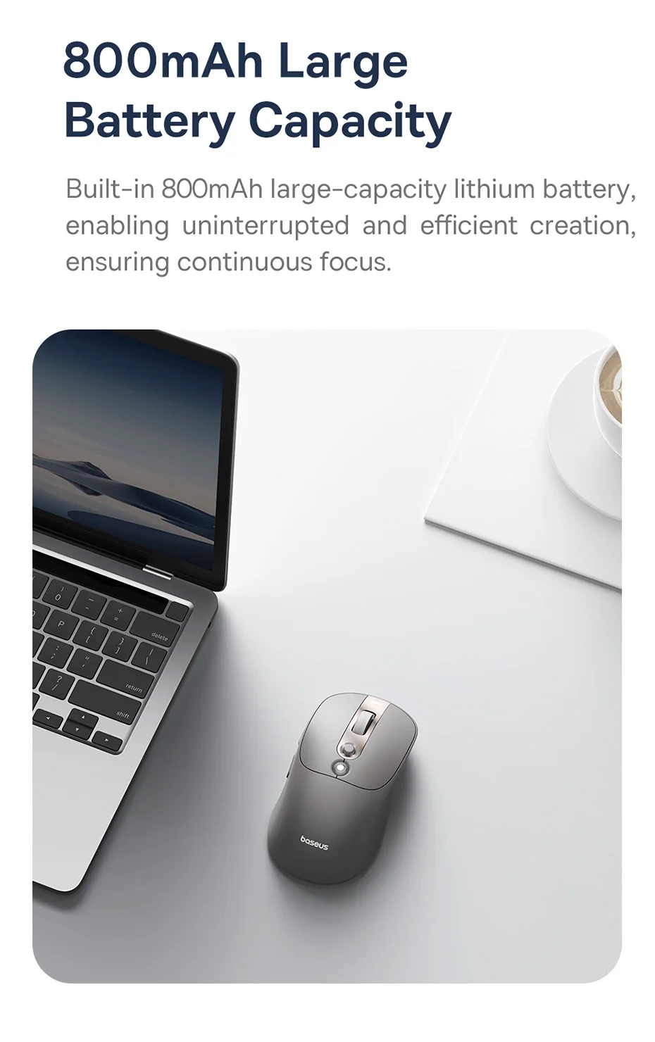 Baseus Wireless Mouse Editor Pro Bluetooth 5.1 Dual Mode Long Battery Life Rechargeable Office Ergonomic Screen Display Mouse