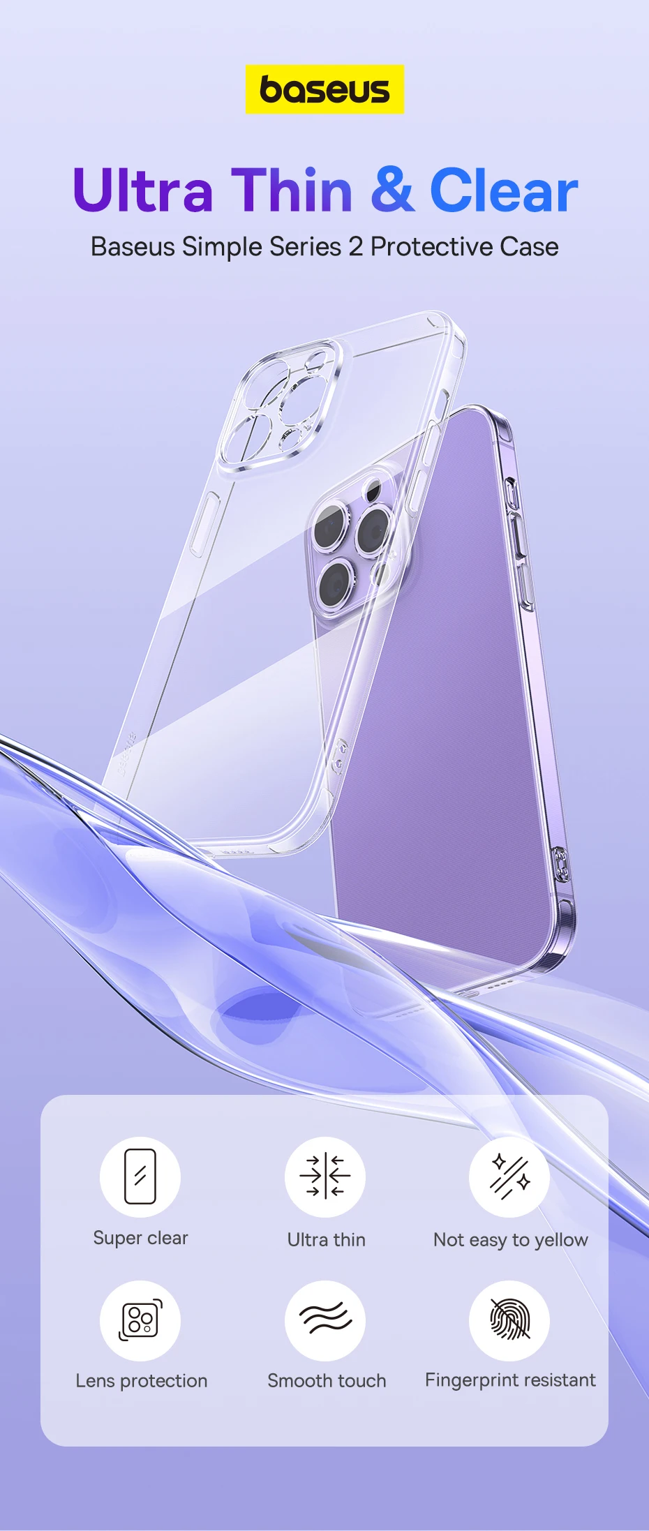 Baseus Clear Case for iPhone 16 15 14 13 12 11 Pro Max Plus Soft TPU Case for iPhone XS Max X XR Cover Transparent Phone Case