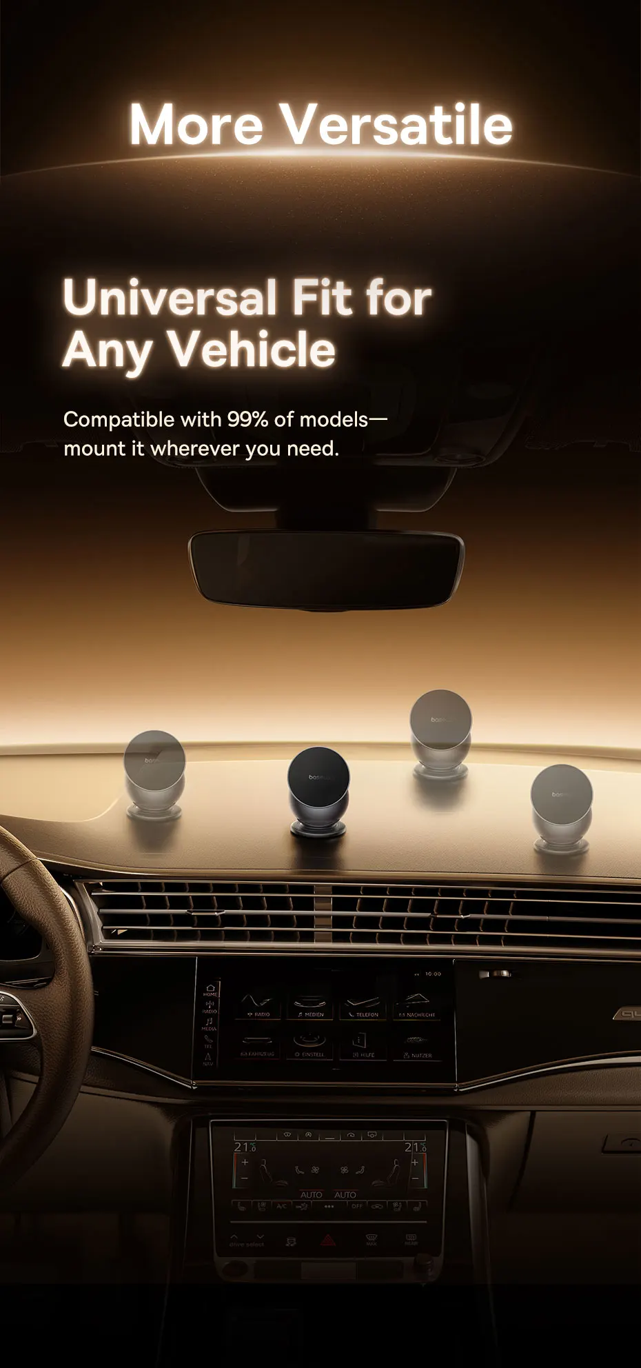 Baseus Magnetic Car Holder Mobile Phone Stand For iPhone Samsung Redmi With Rotating Base Car Mount Universal Phone Holder