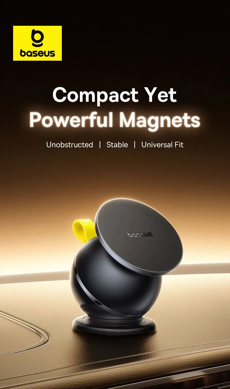 Baseus Magnetic Car Holder Mobile Phone Stand For iPhone Samsung Redmi With Rotating Base Car Mount Universal Phone Holder