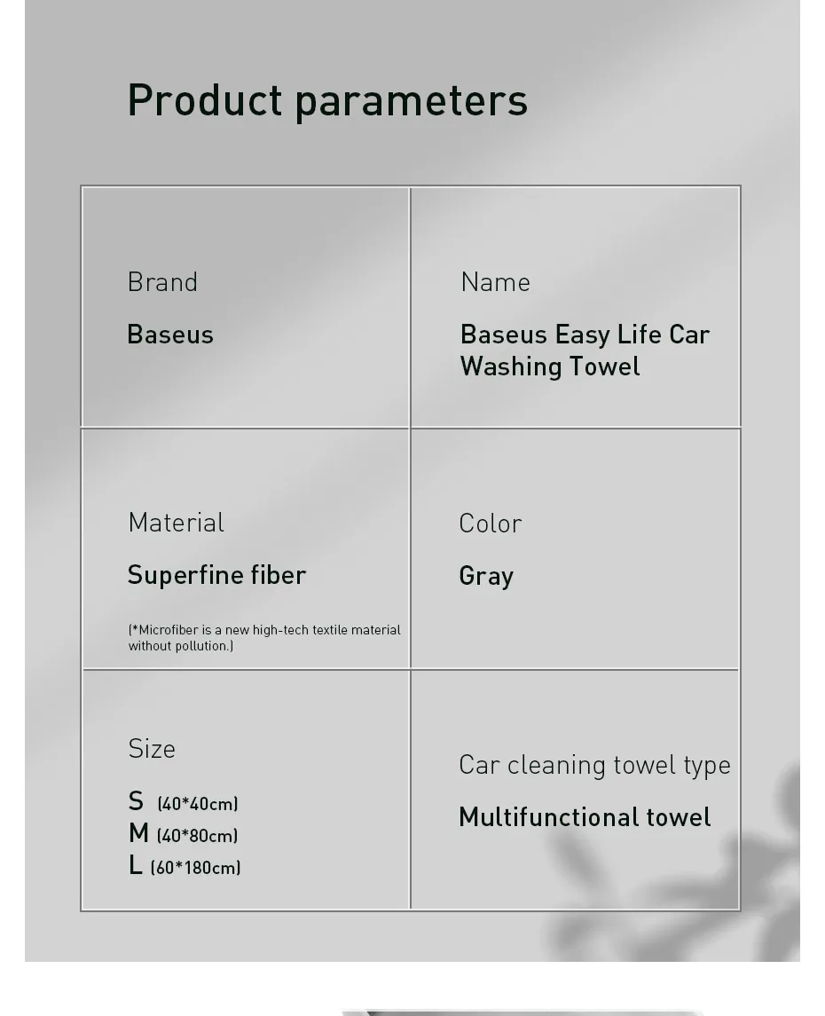 Baseus Car Wash Microfiber Towel Car Polishing Care Cleaning Towels Drying Washing Towel Thick Plush Fiber Car Cleaning Cloth