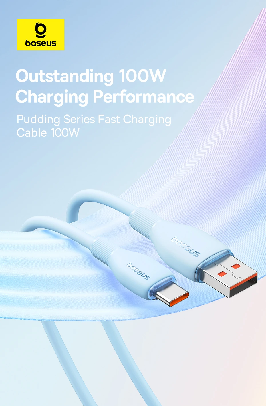Baseus USB Type C Cable For Huawei Honor Xiaomi Super Charge 66W/100W Fast Charging USB C Charger Data Cable Wire Cord