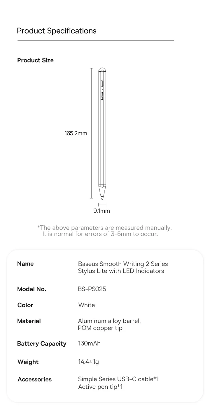 Baseus Touch Pen Stylus for Apple Pencil iPad Palm Rejection Magnetic for Tablet for iPad 2018-2022 Pro Air LED Battery Display
