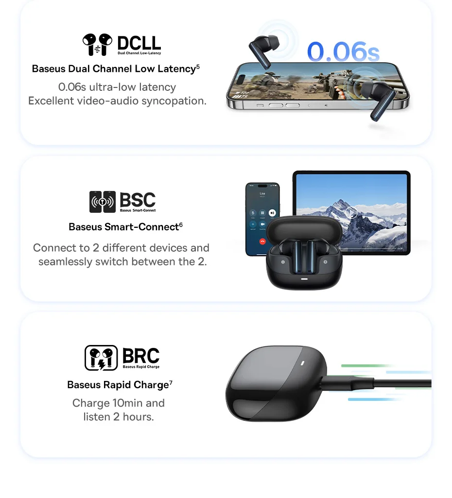 Baseus Bowie M2s Wireless Earphone Bluetooth 5.3 -48dB Active Noise Cancellation Headphone Support 3D Spatial Audio TWS Earbuds