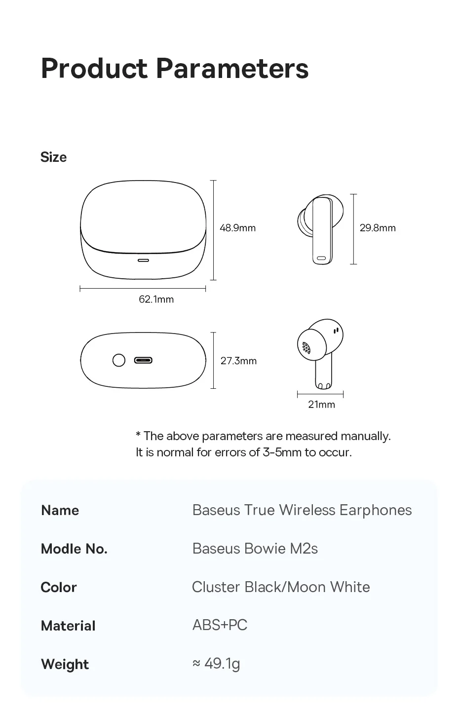Baseus Bowie M2s Wireless Earphone Bluetooth 5.3 -48dB Active Noise Cancellation Headphone Support 3D Spatial Audio TWS Earbuds