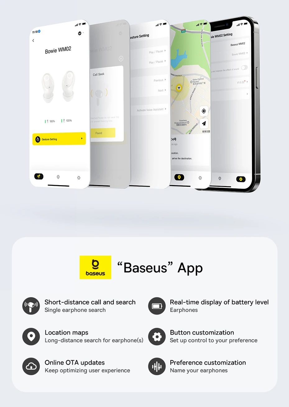 Baseus WM02 Wireless Earphones TWS Bluetooth 5.3 Headphones, Mini and compact Comfortable wear, 25 hours Long Battery Life