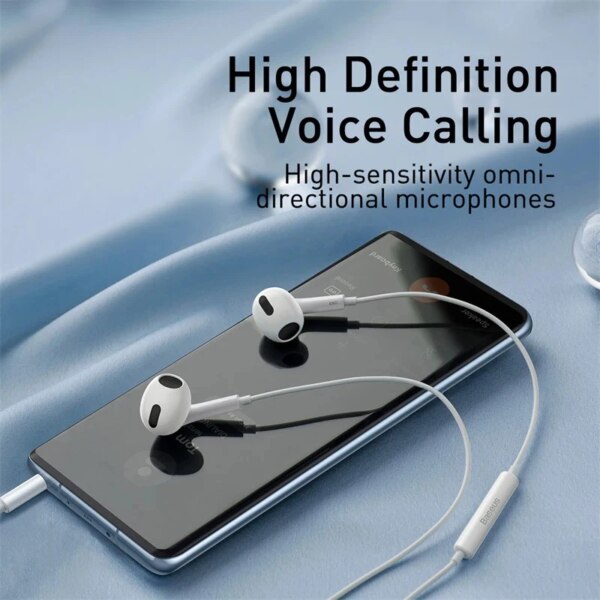 Baseus 14mm Moving Coil Stereo Earbuds with Microphone Comfortable Half-In-Ear Design - Image 4