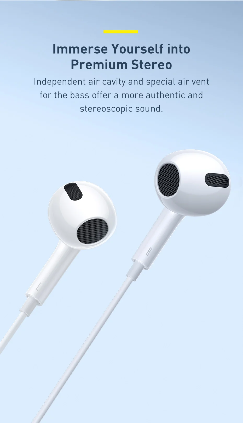 Baseus Earphones 3.5mm In-Ear 1.1m Wired Headphones Wired Control Sport Headset for Xiaomi Samsung Smartphone With Microphone