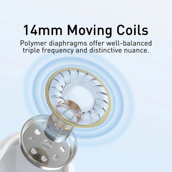 Baseus 14mm Moving Coil Stereo Earbuds with Microphone Comfortable Half-In-Ear Design - Image 3