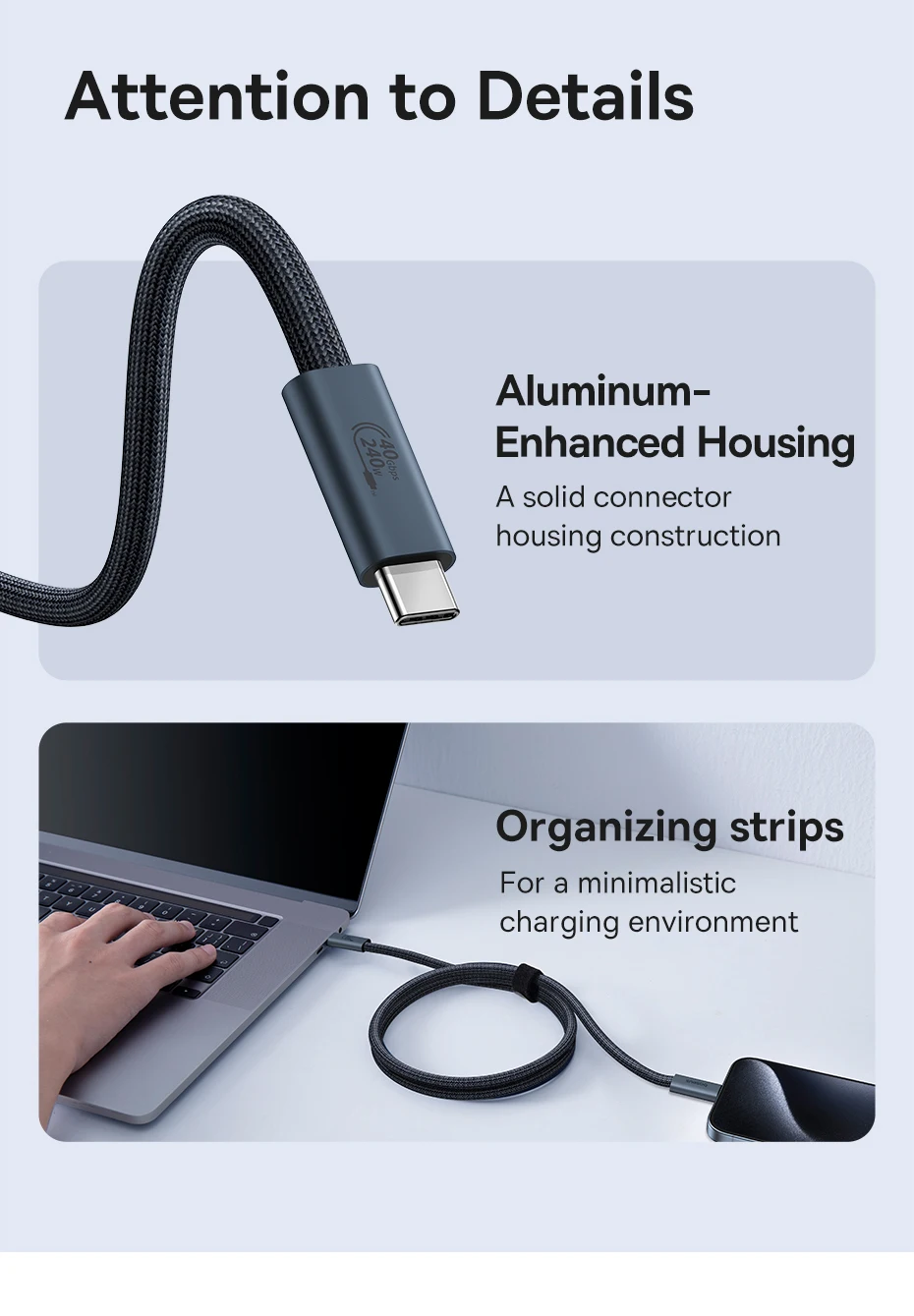 Baseus 240W USB 3.1 40Gbps USB C Cable For iPhone 15 Promax 8K/60HZ Type C to Type C Data Cable USB C Cable For MacBook