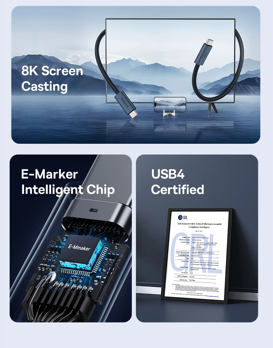 Baseus 240W USB 3.1 40Gbps USB C Cable For iPhone 15 Promax 8K/60HZ Type C to Type C Data Cable USB C Cable For MacBook