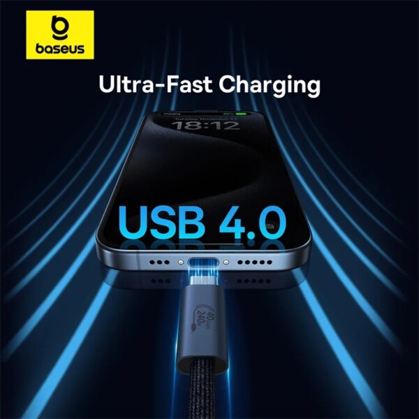 Baseus Flash Series 240W USB4 Type-C to Type-C Fast Charging Cable 40Gbps Data Transfer - Image 3