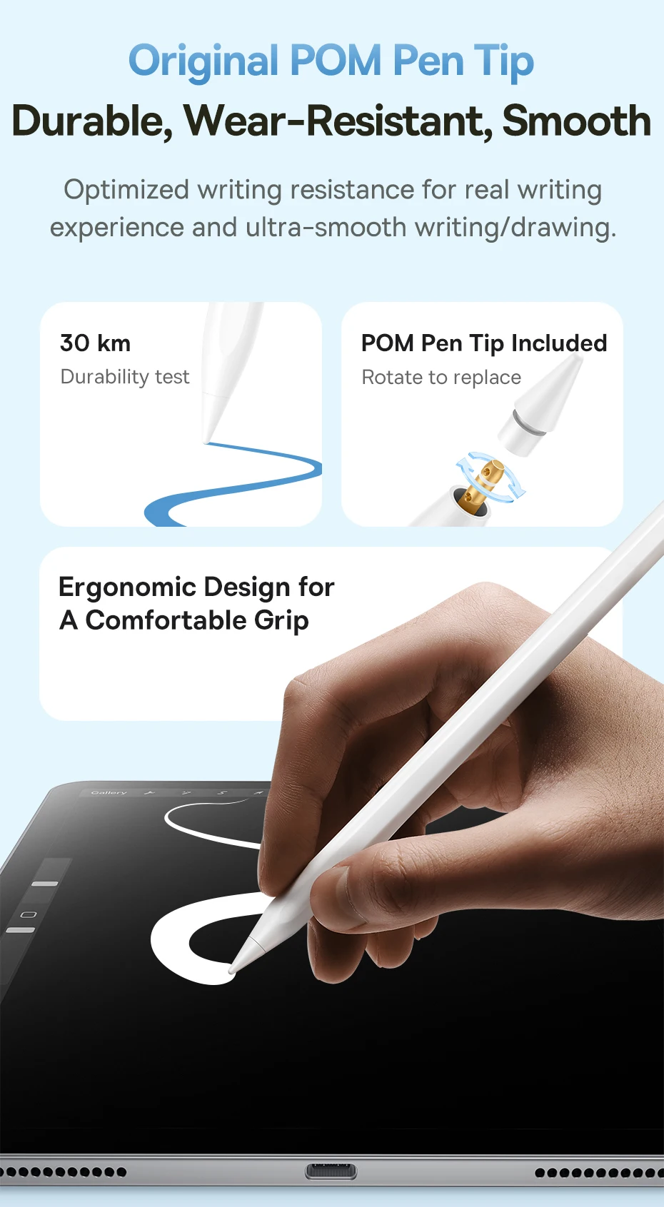 Baseus 3rd Gen Stylus Pens for iPad 2018-2022 Apple Pencil Bluetooth Magnetic Wireless Charging Tilt Sensitive Palm Rejection