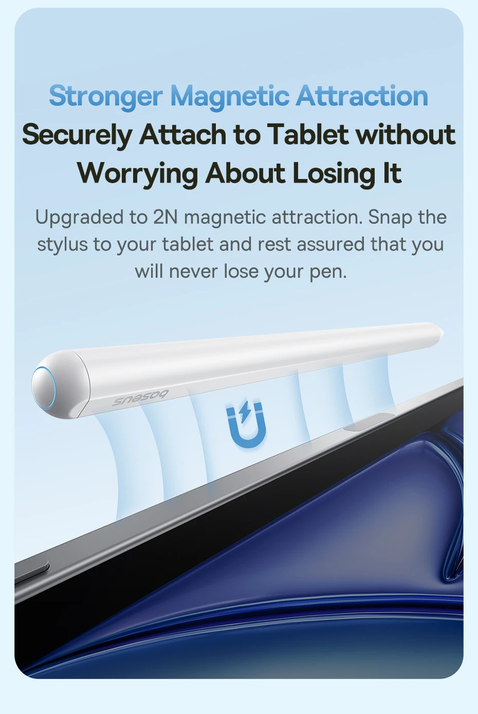 Baseus 3rd Gen Stylus Pens for iPad 2018-2022 Apple Pencil Bluetooth Magnetic Wireless Charging Tilt Sensitive Palm Rejection