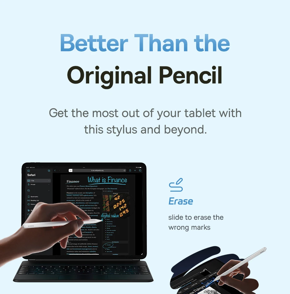 Baseus 3rd Gen Stylus Pens for iPad 2018-2022 Apple Pencil Bluetooth Magnetic Wireless Charging Tilt Sensitive Palm Rejection