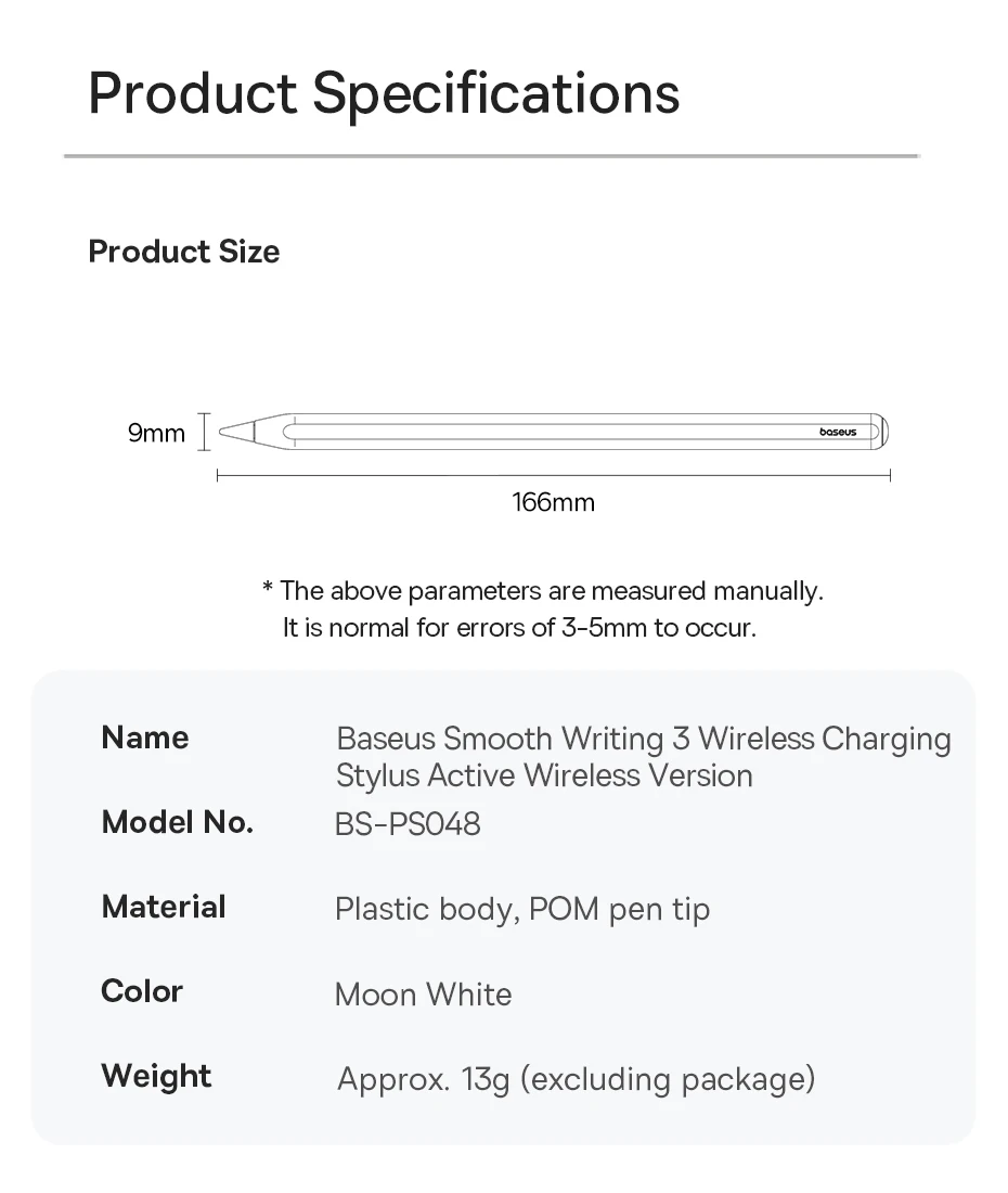 Baseus 3rd Gen Stylus Pens for iPad 2018-2022 Apple Pencil Bluetooth Magnetic Wireless Charging Tilt Sensitive Palm Rejection