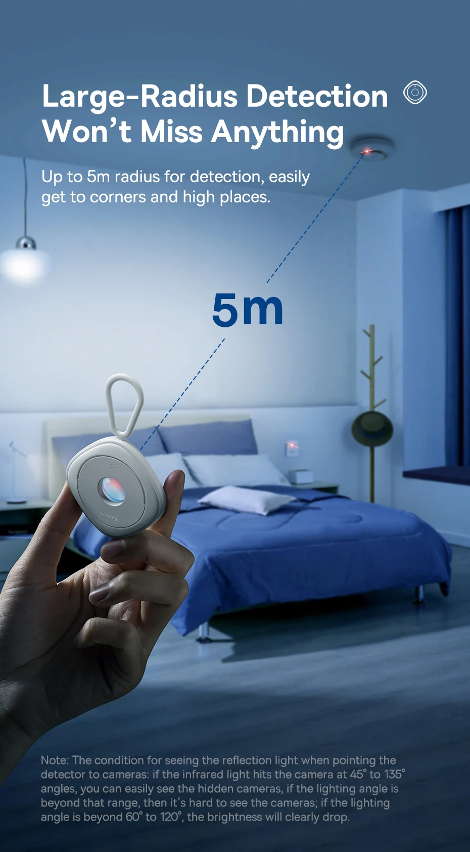 Baseus Camera Detector for Hidden Camera Portable Pinhole Lens Detect Gadget Anti-Peeping Security Protect Anti Candid Detector