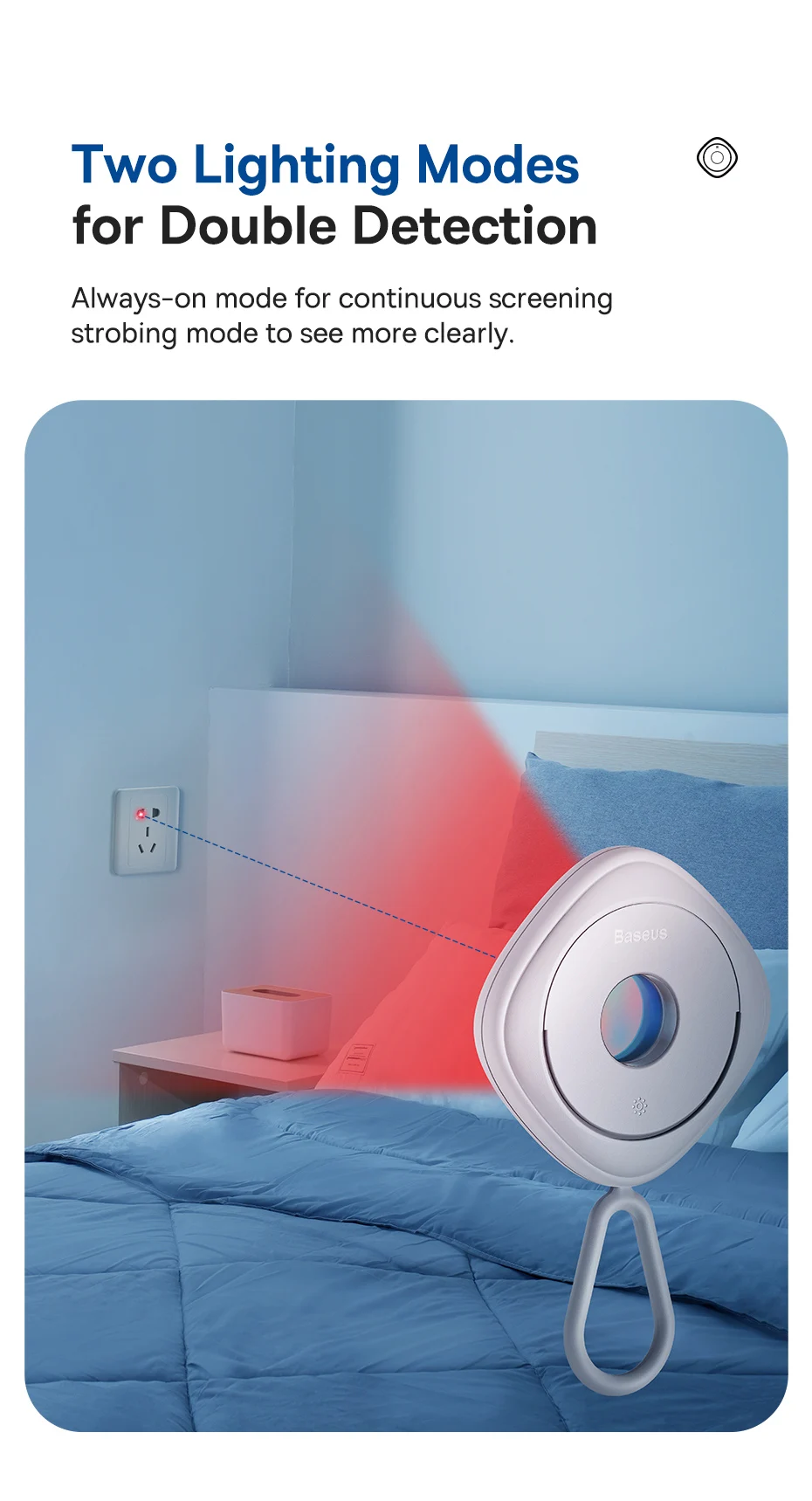 Baseus Camera Detector for Hidden Camera Portable Pinhole Lens Detect Gadget Anti-Peeping Security Protect Anti Candid Detector
