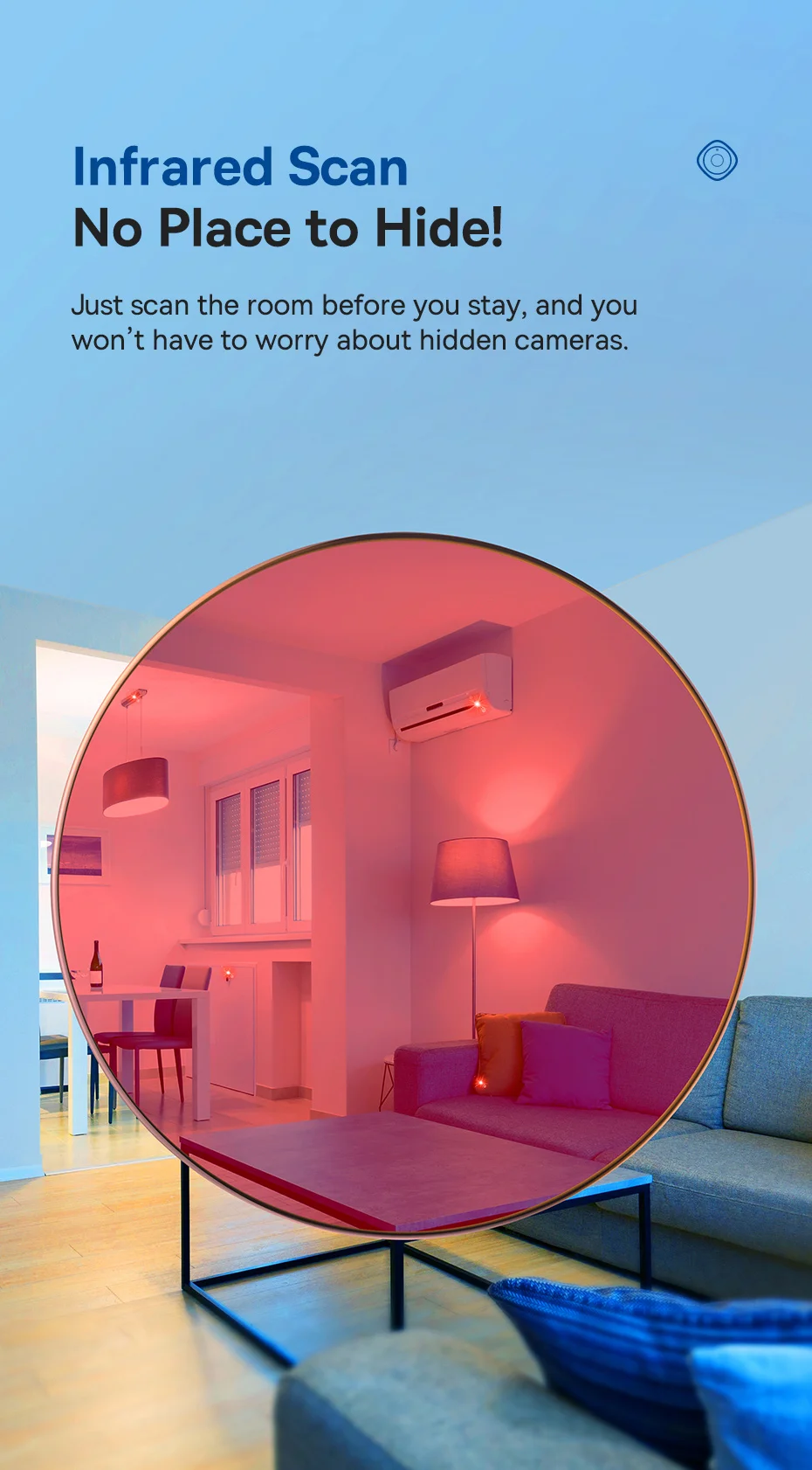 Baseus Camera Detector for Hidden Camera Portable Pinhole Lens Detect Gadget Anti-Peeping Security Protect Anti Candid Detector