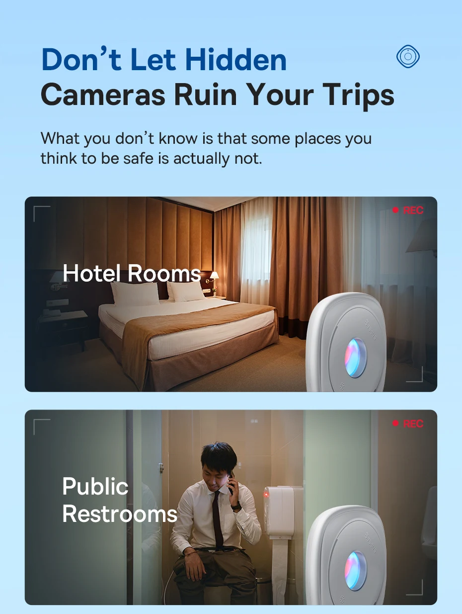 Baseus Camera Detector for Hidden Camera Portable Pinhole Lens Detect Gadget Anti-Peeping Security Protect Anti Candid Detector