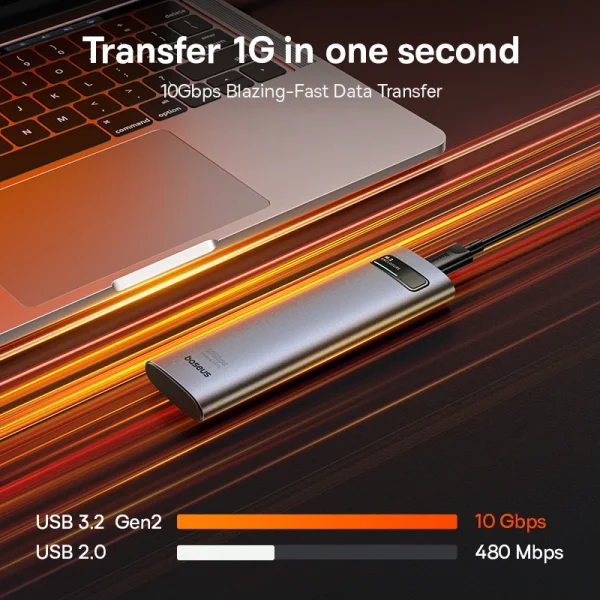 Baseus FlyJoy Series SSD Enclosure M.2 NVMe SATA Dual Protocol 10Gbps USB 3.2 Gen 2 Portable - Image 4