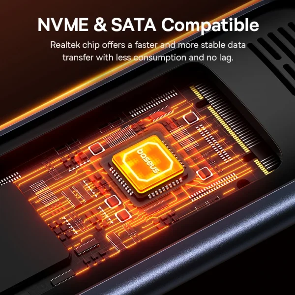Baseus FlyJoy Series SSD Enclosure M.2 NVMe SATA Dual Protocol 10Gbps USB 3.2 Gen 2 Portable - Image 2