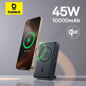 Baseus Nomos Qi2 3-in-1 Magnetic Power Bank 10000mAh with Built-in Cable 45W