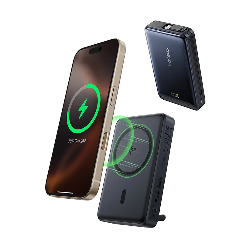 Baseus Qi2 45W Power Bank 10000mah With Kickstand For MagSafe 15W Magnetic Wireless Charging Powerbank for iPhone 17 16 Samsung