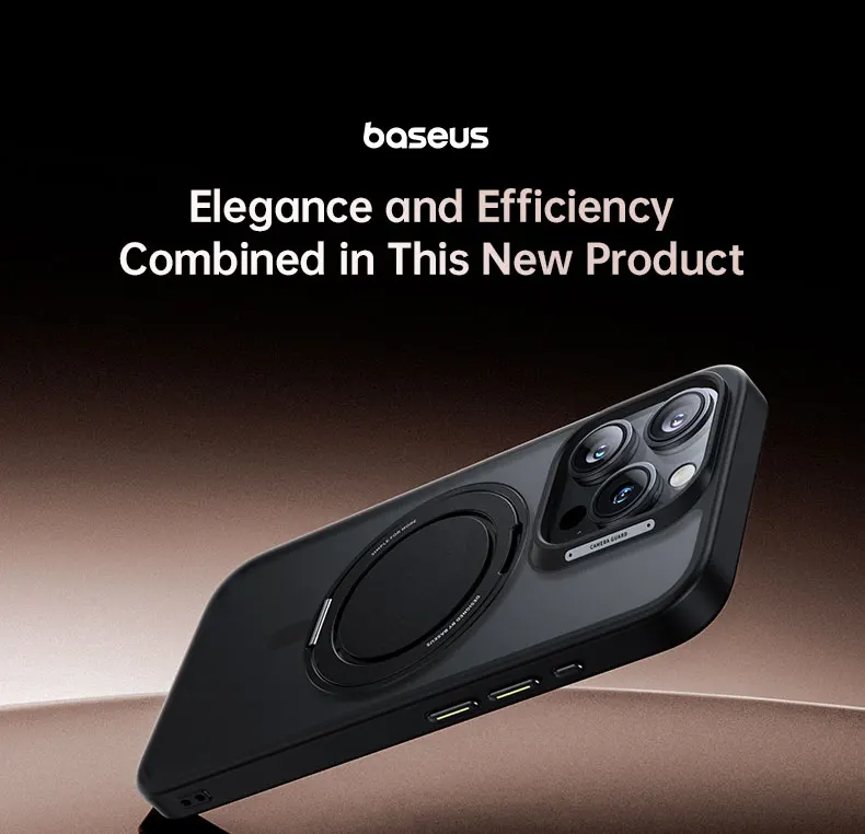 Baseus Stand Phone Case For iPhone 16 Pro Max MagSafe Magnetic Case With 360° Rotating Ring Bracket Anti-Drop Protection Cover