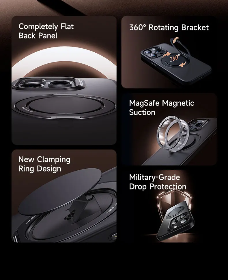 Baseus Stand Phone Case For iPhone 16 Pro Max MagSafe Magnetic Case With 360° Rotating Ring Bracket Anti-Drop Protection Cover