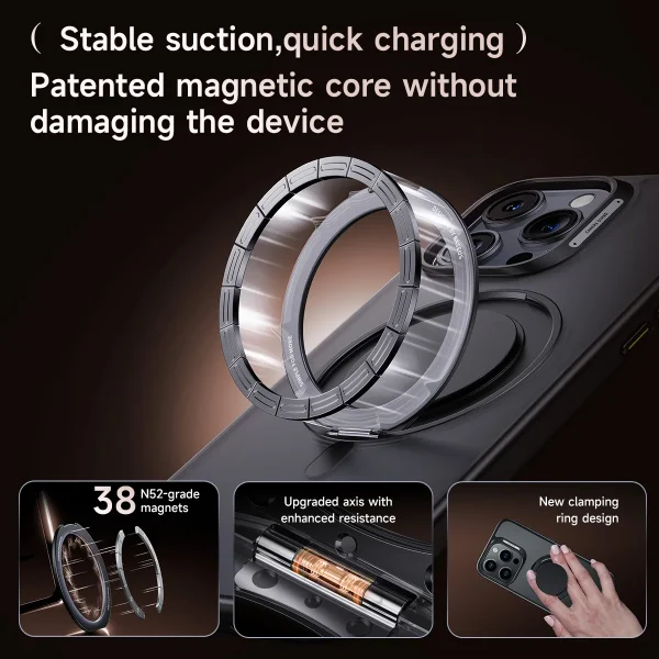 Baseus 360° Rotating Magnetic Phone Case For iPhone 16 Pro Max MagSafe Ring Bracket Anti-Drop Protection Cover - Image 4