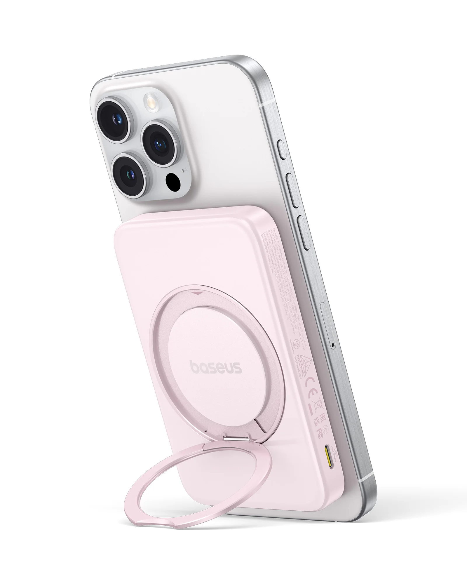 Baseus 5000mAh Magnetic Power Bank 360° Kickstand Wireless Qi2 15W, PD Wired 20W Charging External Battery For iPhone 17 Samsung