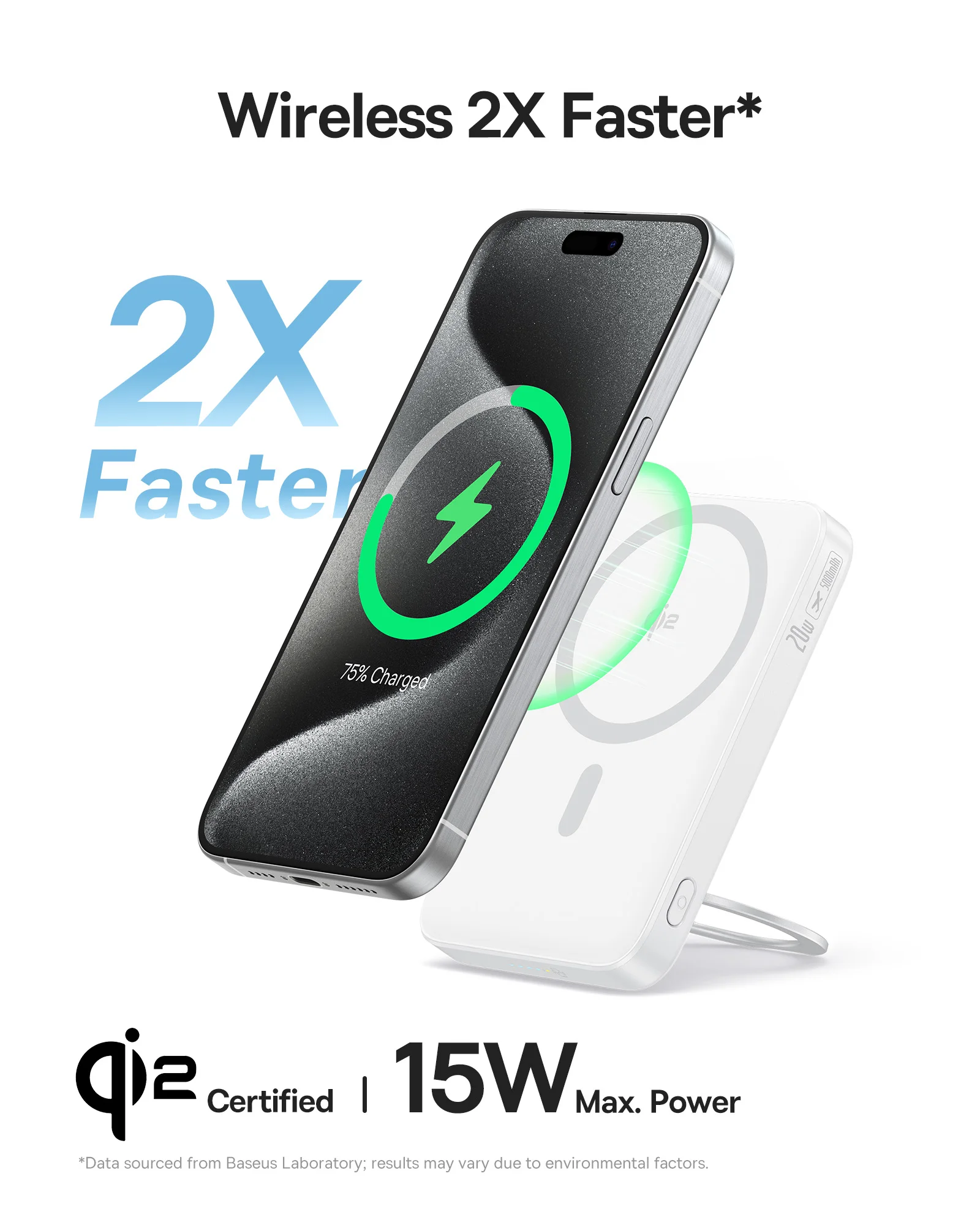 Baseus 5000mAh Magnetic Power Bank 360° Kickstand Wireless Qi2 15W, PD Wired 20W Charging External Battery For iPhone 17 Samsung