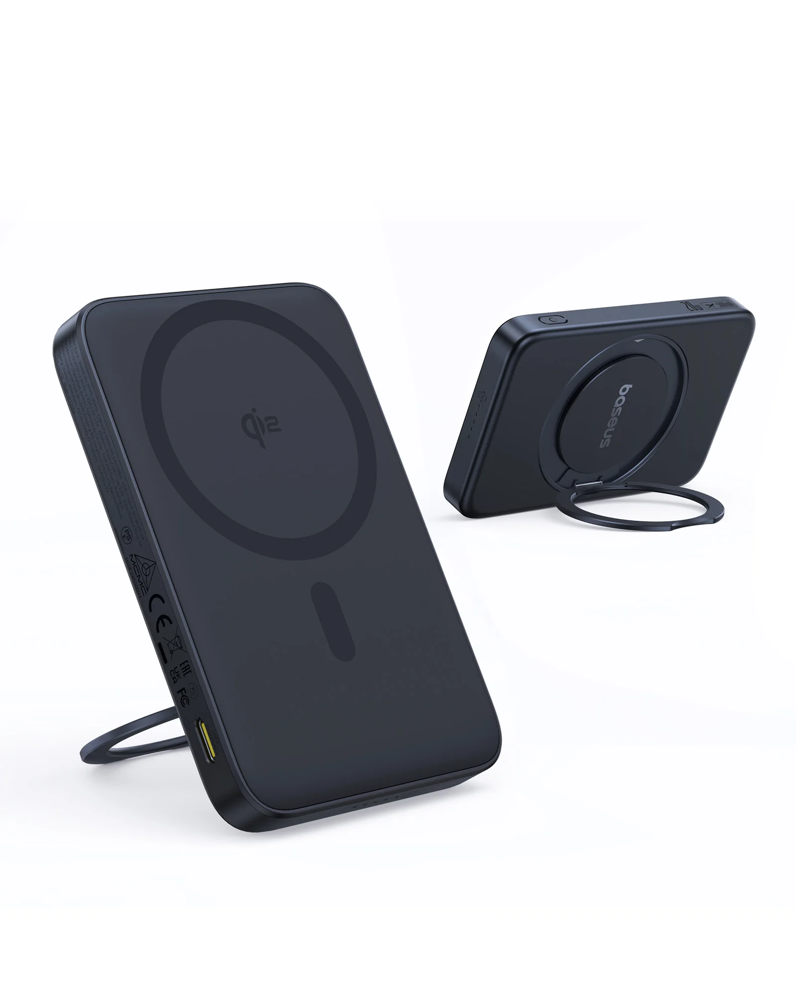 Baseus 5000mAh Magnetic Power Bank 360° Kickstand Wireless Qi2 15W, PD Wired 20W Charging External Battery For iPhone 17 Samsung