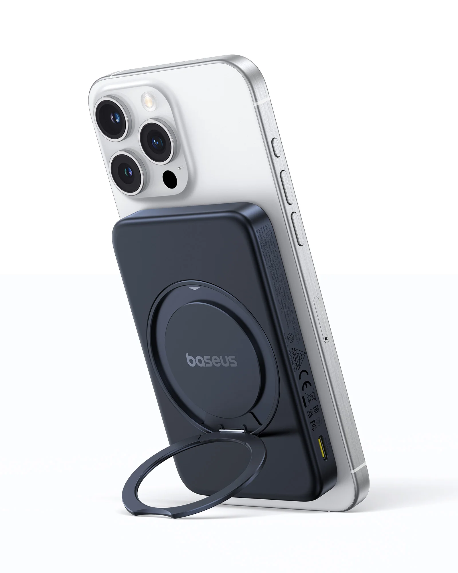 Baseus 5000mAh Magnetic Power Bank 360° Kickstand Wireless Qi2 15W, PD Wired 20W Charging External Battery For iPhone 17 Samsung