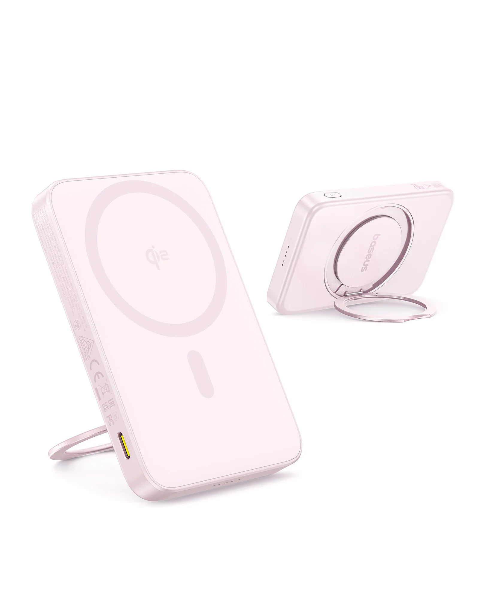 Baseus 5000mAh Magnetic Power Bank 360° Kickstand Wireless Qi2 15W, PD Wired 20W Charging External Battery For iPhone 17 Samsung