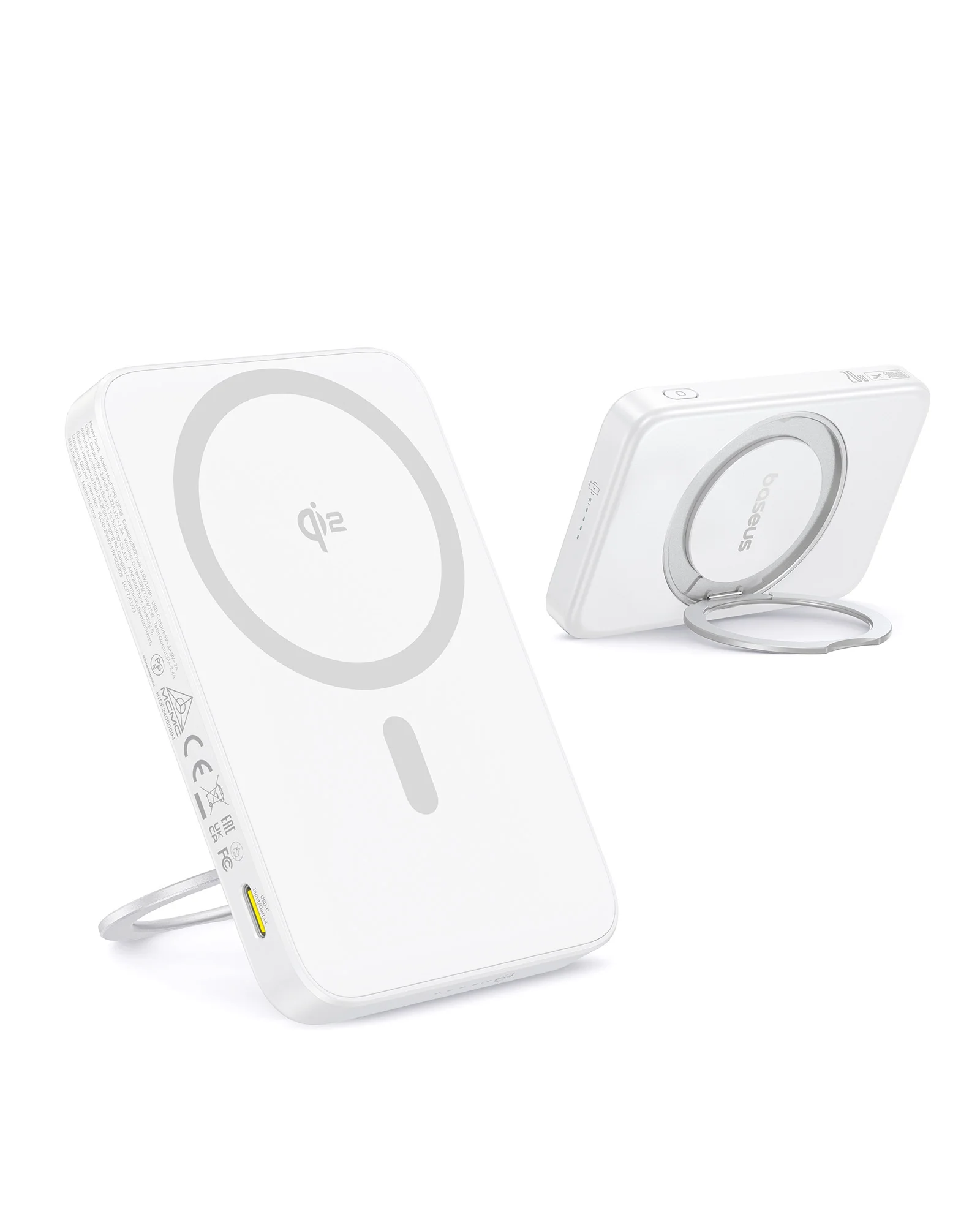 Baseus 5000mAh Magnetic Power Bank 360° Kickstand Wireless Qi2 15W, PD Wired 20W Charging External Battery For iPhone 17 Samsung