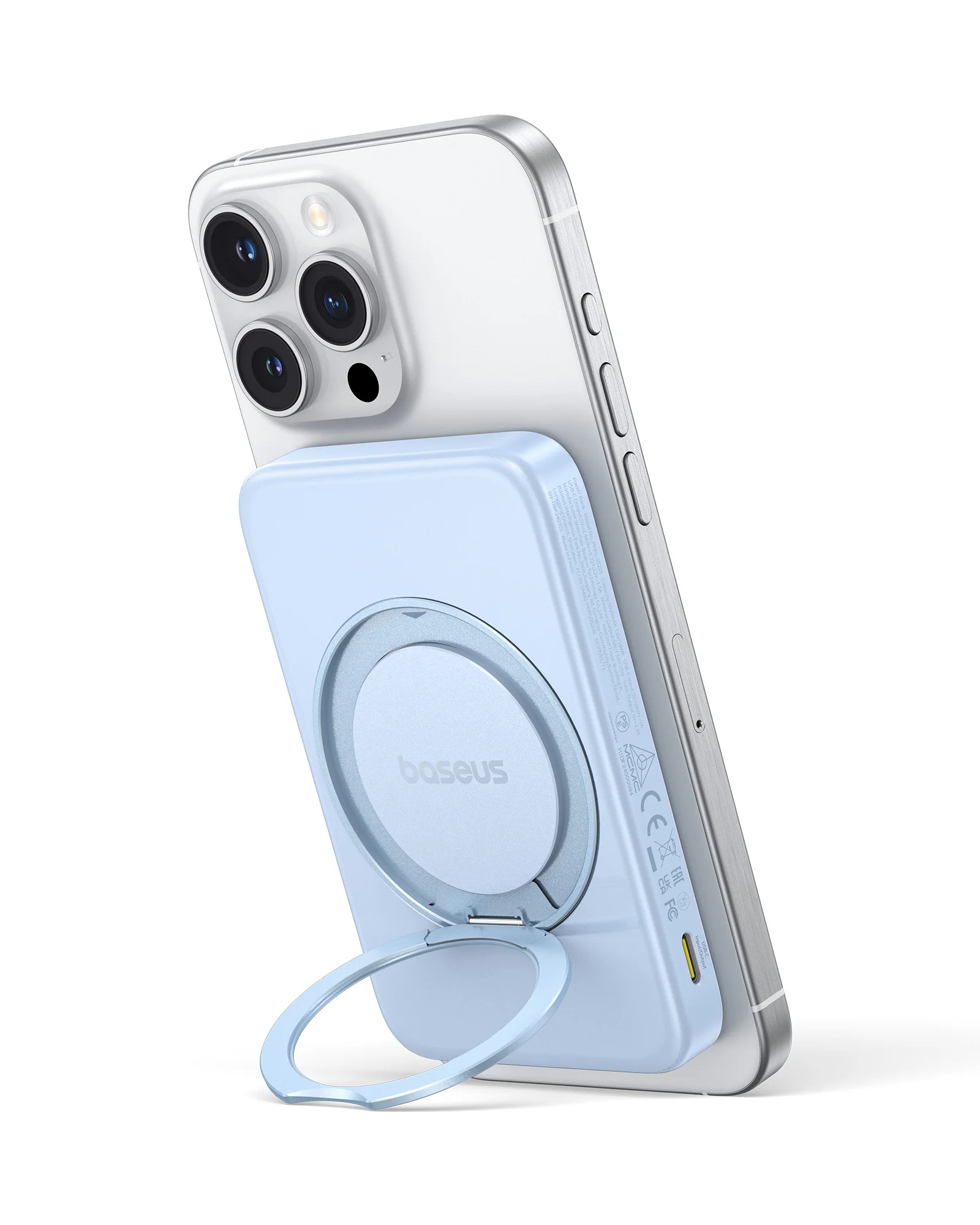 Baseus 5000mAh Magnetic Power Bank 360° Kickstand Wireless Qi2 15W, PD Wired 20W Charging External Battery For iPhone 17 Samsung