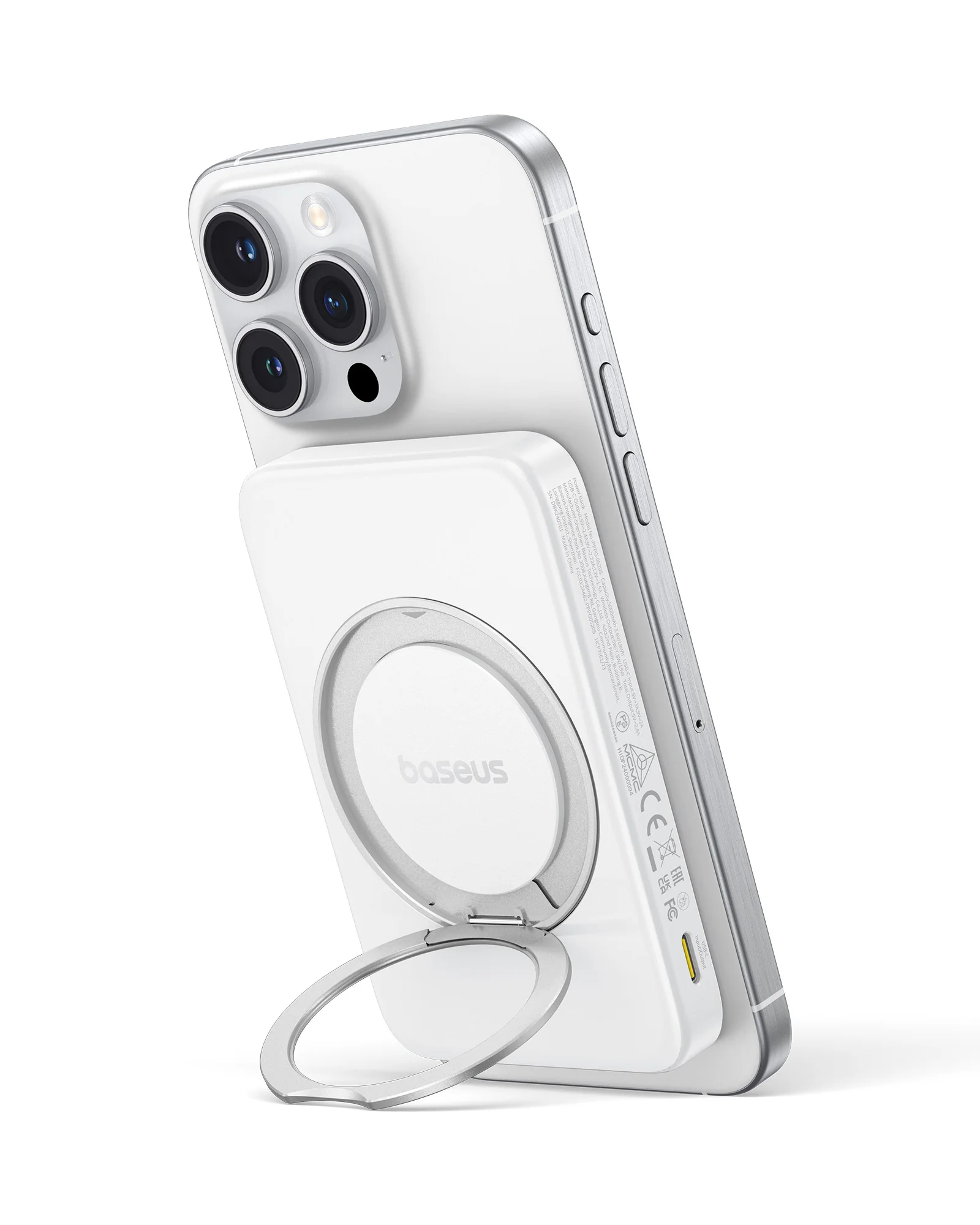 Baseus 5000mAh Magnetic Power Bank 360° Kickstand Wireless Qi2 15W, PD Wired 20W Charging External Battery For iPhone 17 Samsung
