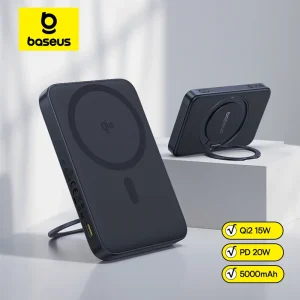 Baseus 5000mAh Magnetic Power Bank Qi2 15W Wireless 360° Kickstand PD 20W Fast Charging