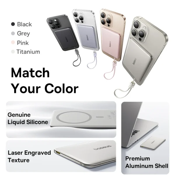 Baseus 10000mAh Magnetic Power Bank 15W Wireless 27W PD Fast Charging with Detachable Cable - Image 6