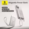 Baseus 10000mAh Magnetic Power Bank 15W Wireless 27W PD Fast Charging with Detachable Cable