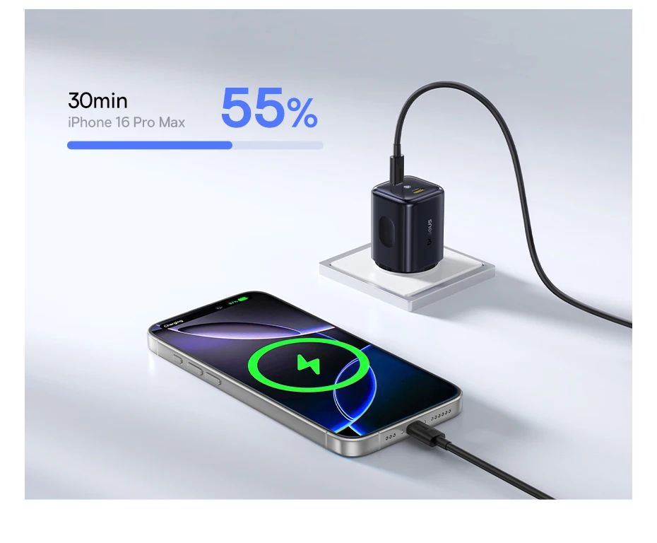 Baseus 45W Phone Charger For iPhone 17 16 15 Samsung Galaxy Fast Charger GaN Charger USB C Charger Portable Travel Charger Mini