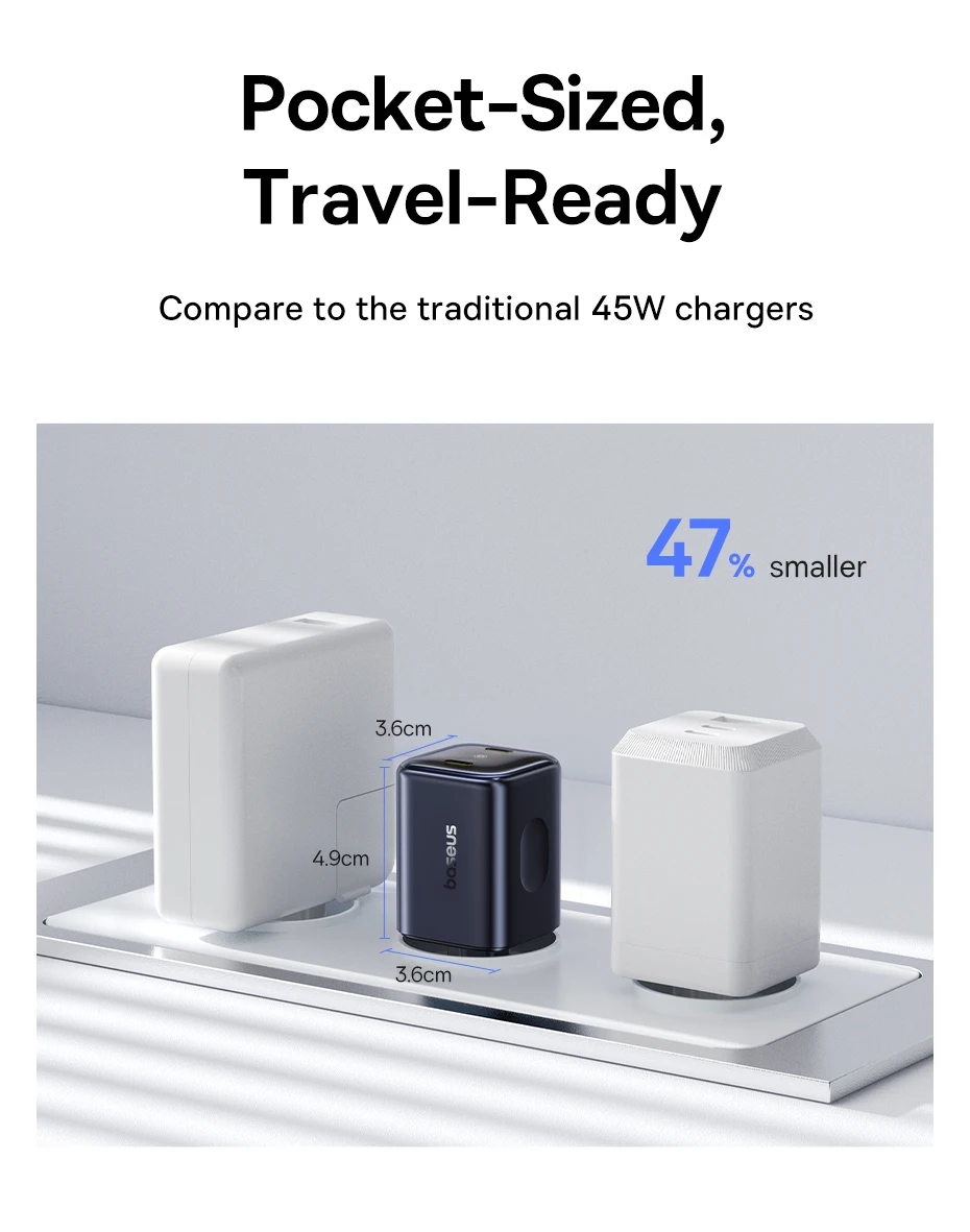 Baseus 45W Phone Charger For iPhone 17 16 15 Samsung Galaxy Fast Charger GaN Charger USB C Charger Portable Travel Charger Mini