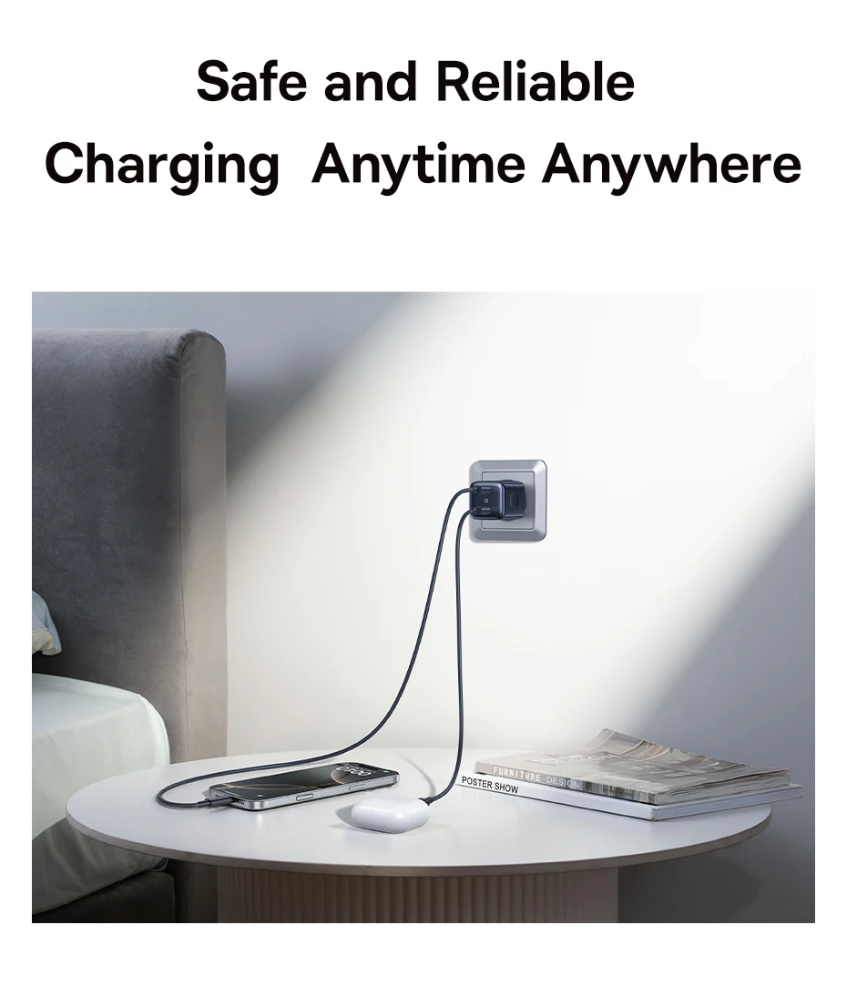 Baseus 45W Phone Charger For iPhone 17 16 15 Samsung Galaxy Fast Charger GaN Charger USB C Charger Portable Travel Charger Mini