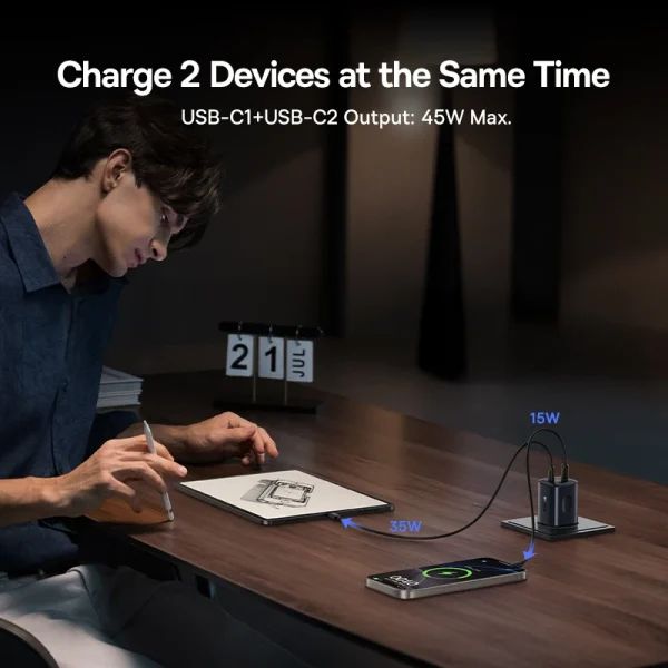 Baseus 45W GaN Fast Charger USB C Portable Travel Charger Mini for iPhone 17 16 15 Samsung Galaxy - Image 5