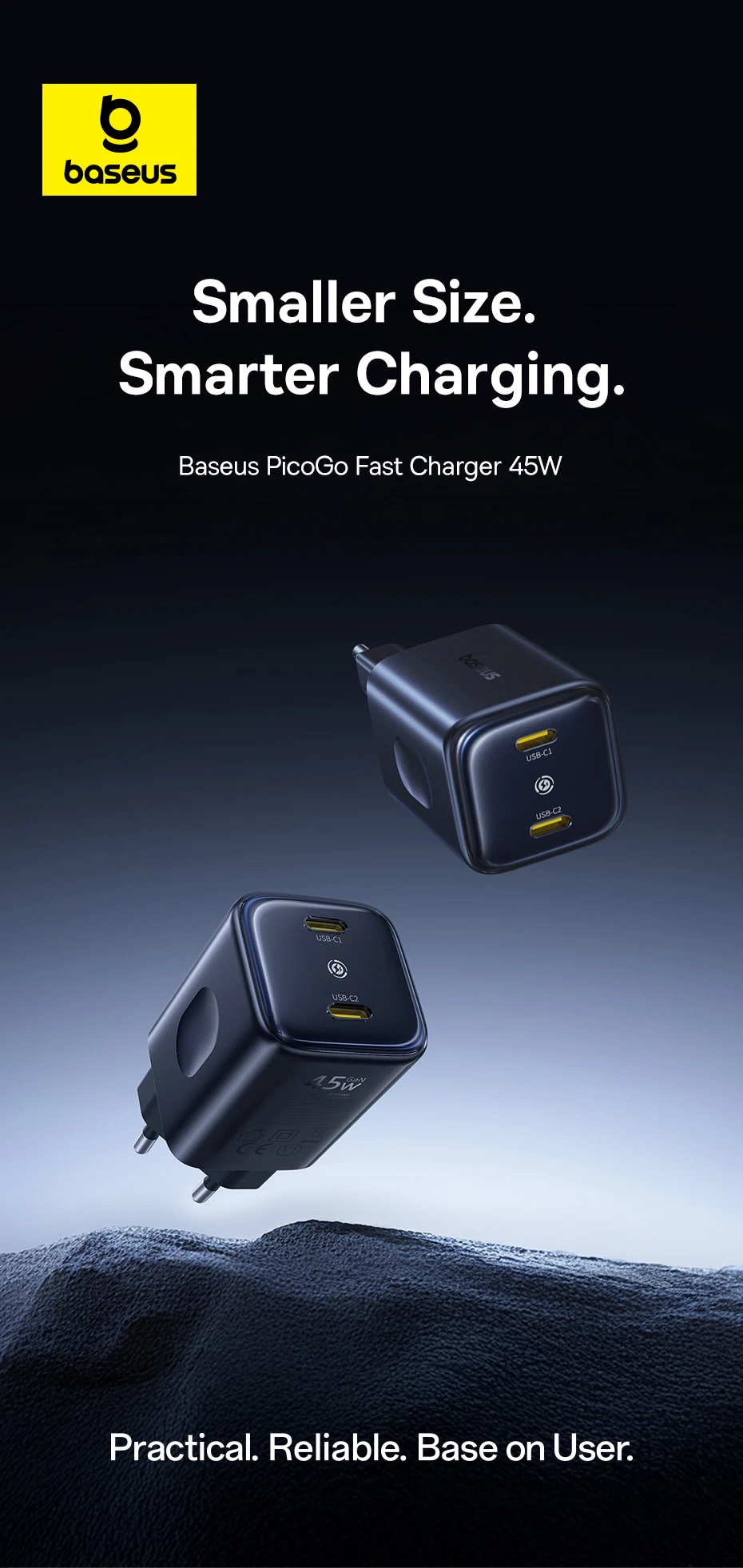 Baseus 45W Phone Charger For iPhone 17 16 15 Samsung Galaxy Fast Charger GaN Charger USB C Charger Portable Travel Charger Mini